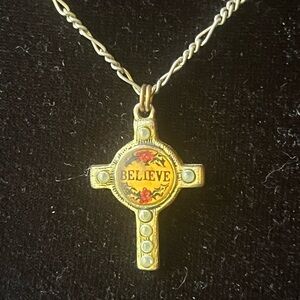 Inspirational Gold Cross Pendant Necklace